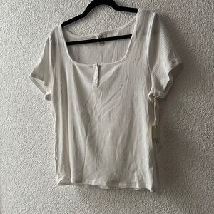 a.n.a White Ribbed Blouse